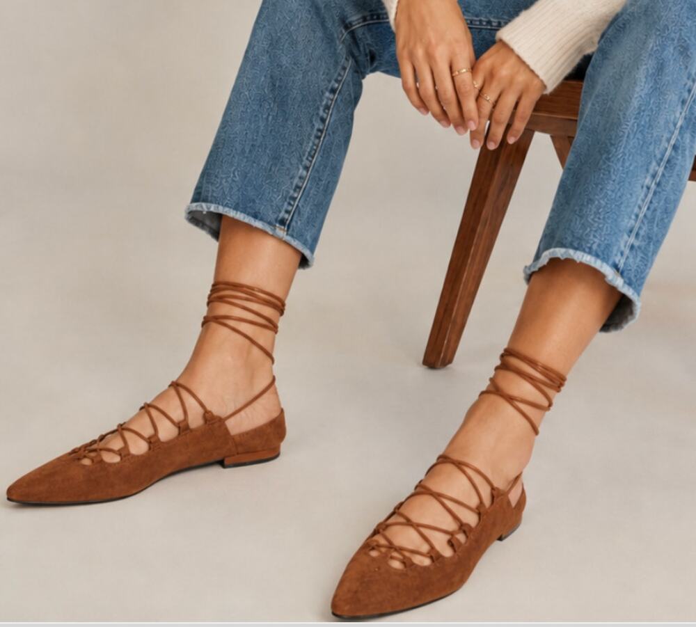 Stuart Weitzman Brown Stringdown Suede Lace Up Mules Size 11